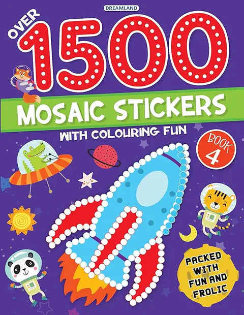 1500 Mosaic Stickers Book 4 with Colouring Fun - Sticker Book for Kids Age 4 - 8 years